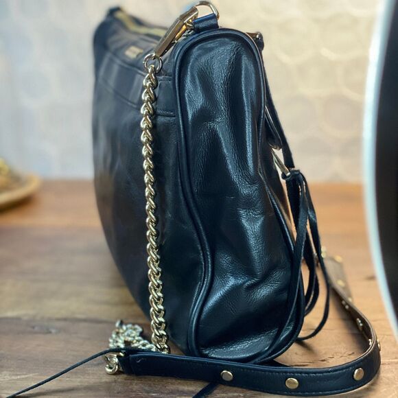 REBECCA MINKOFF M.A.C. Black Leather Large Crossbody Shoulder Clutch Bag - Picture 3 of 15